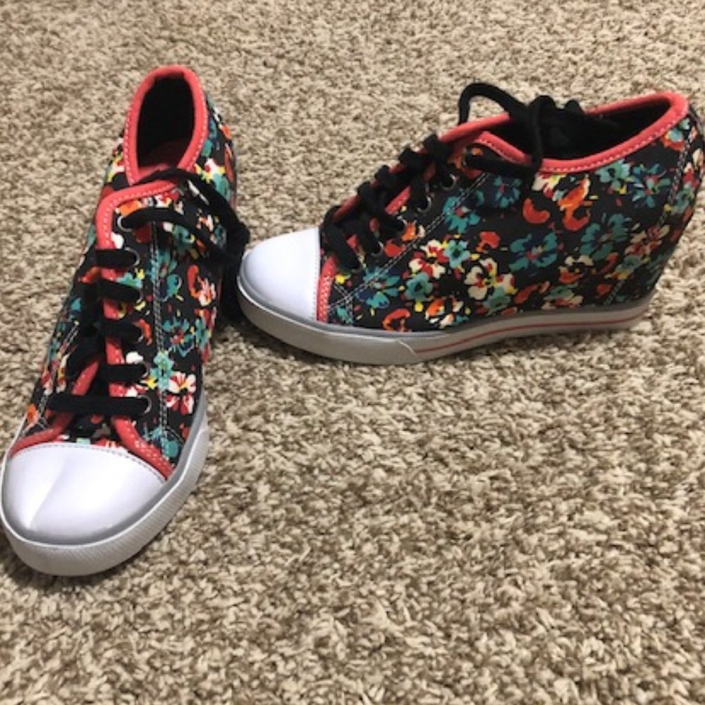Lightly worn wedge sneakers